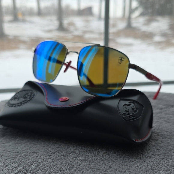 Ray-Ban X Ferrari Limited Edition Sunglasses with Blue Reflective Lenses